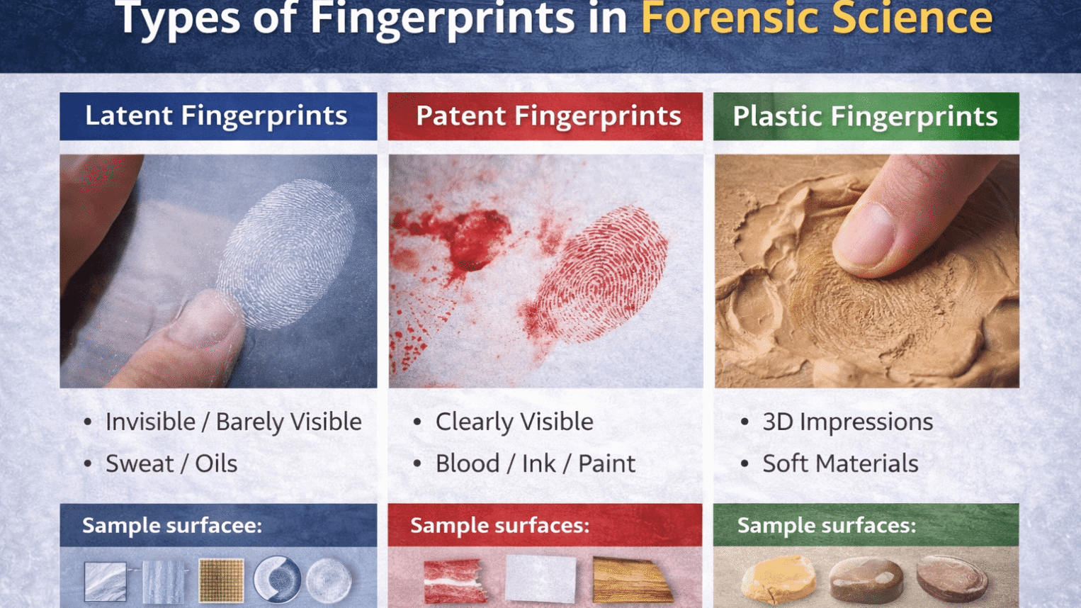 Types of fingerprints in forensic science