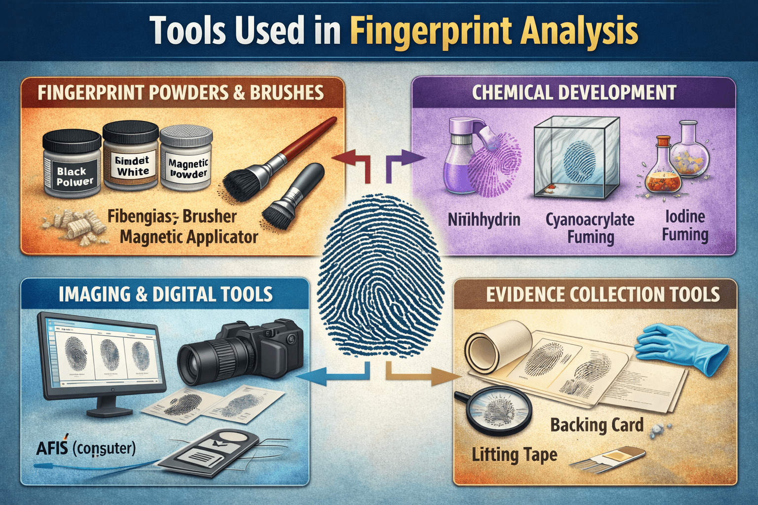 Finger Tip Testing Ink Testing Tools used in fingerprint analysis