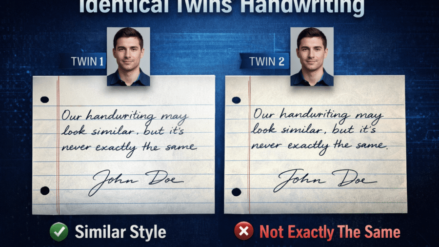 Identical twins' handwriting comparison